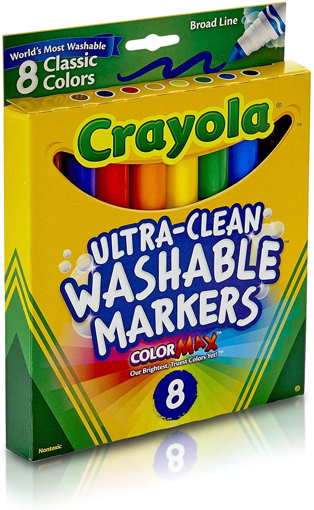 8ct Crayola Washable Markers Classic Colors Broad Tip Teacher Direct